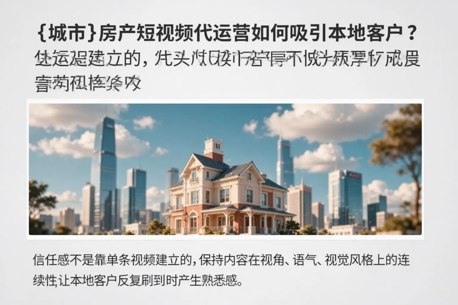 南和房产短视频代运营如何吸引本地客户？